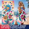 Pop style heart-shaped floral pattern polyester microfiber beach towel is highly absorbent, suitable swimming and beach outings
