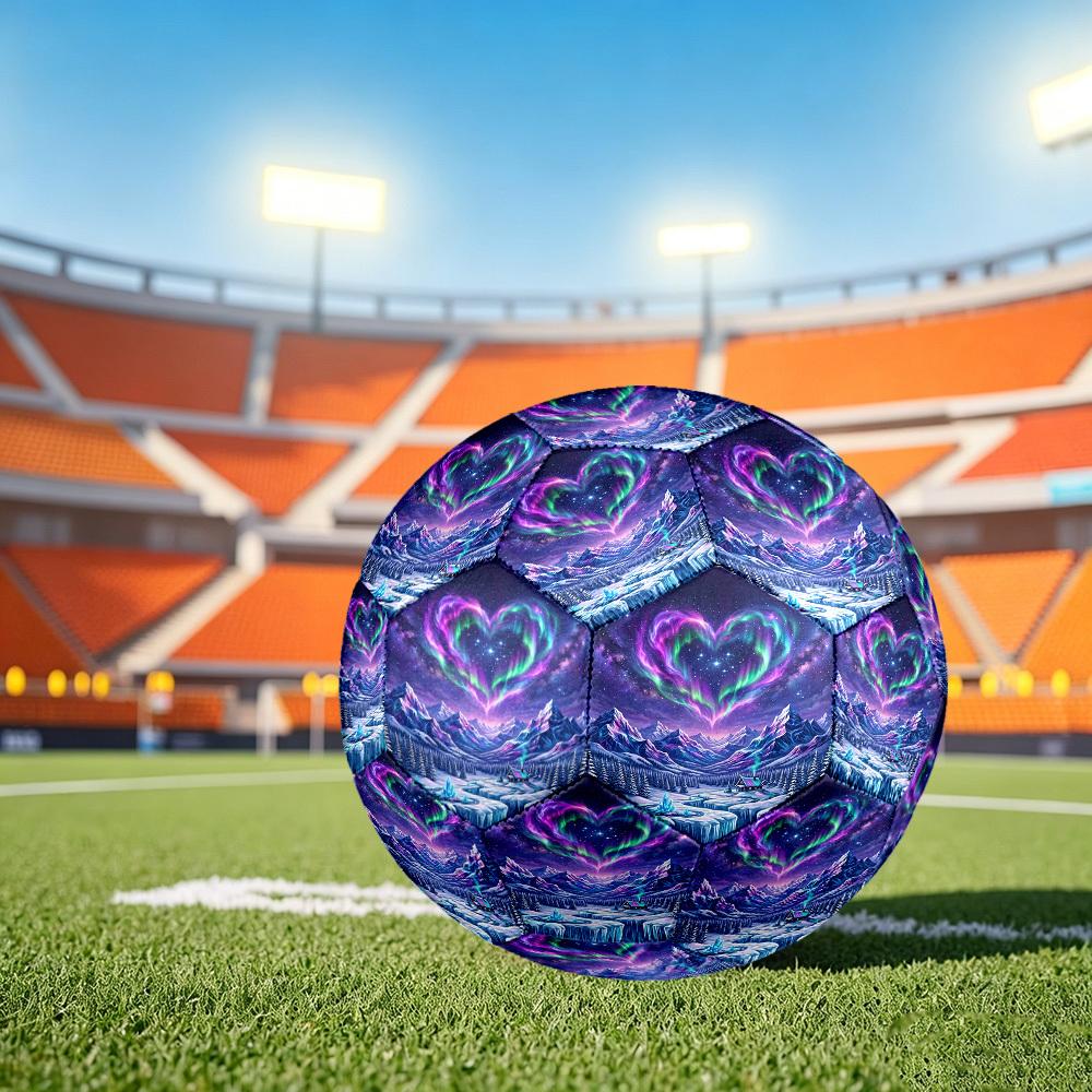 1pc Heart Aurora Size 5 Soccer Ball Professional Match Training Football Indoor &Outdoor Sports Ball Training Ball Lightweight Durable y64 Size 5
