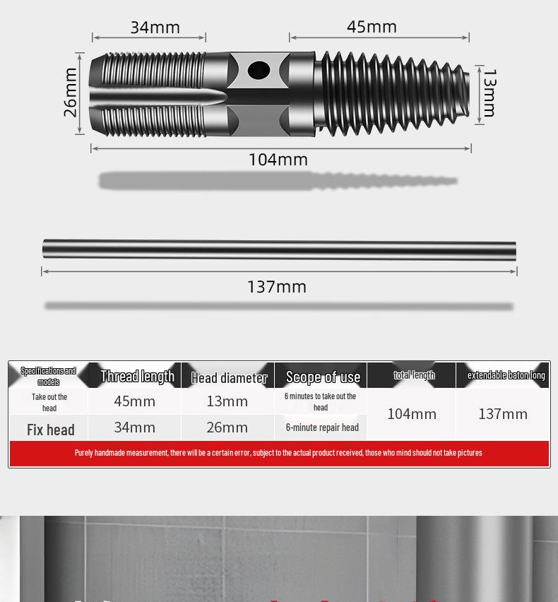 Doppelköpfiger Linksgewinde-Ausdreher für abgebrochene Wasserhahn- und Wasserrohrschrauben