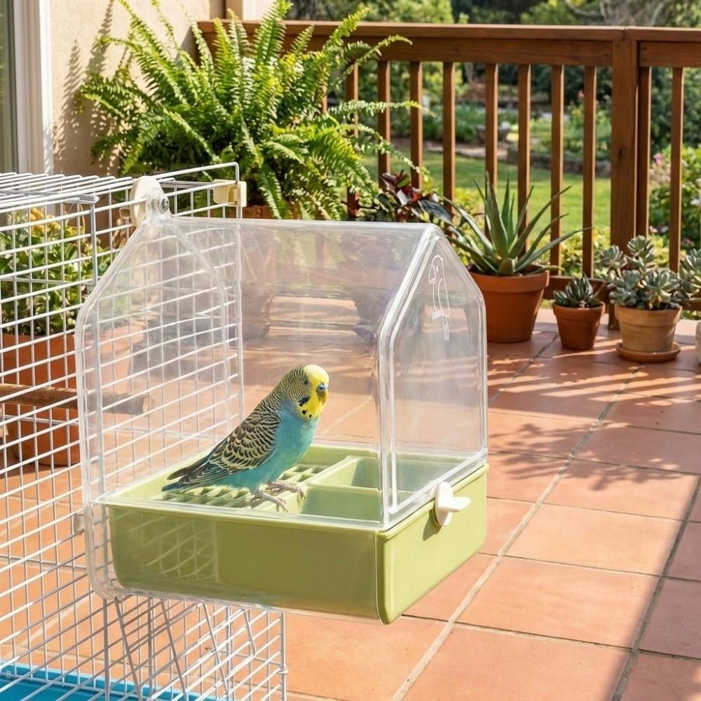 Semi-Enclosed Drawer Design Bird Feeder Large Capacity Parrot Bath Tub Bird Food Box Pet Bird Use
