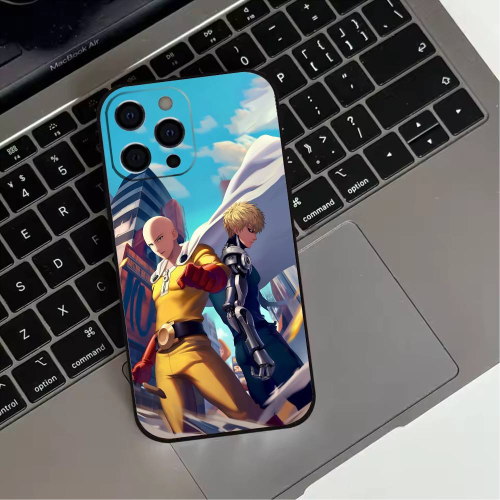 O-One P-Punch Anime Man  Phone Case For iPhone 17,16,15,14,13,12,11 Plus,Pro Max,XS,Soft Silicone Black Cover