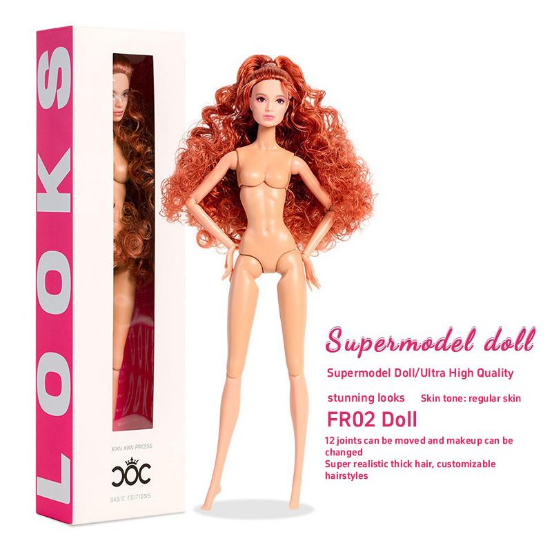 1/6 Supermodel Gehäuse Dekoration 32cm Afrikanisch Nackt Nackt Schwarzes Kleid DIY Kindergeschenk 12 Gelenke Können Den Kopf Des Körpers Bewegen