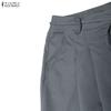 ZANZEA Womens Casual Solid Color Loose Commute Wide Leg Pants