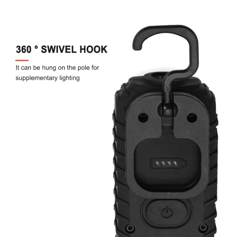 LED Magnetic Working Light Rechargeable USB COB Inspection Lamp Hanging-Hook Job Site Lighting for Car Repairing Camping