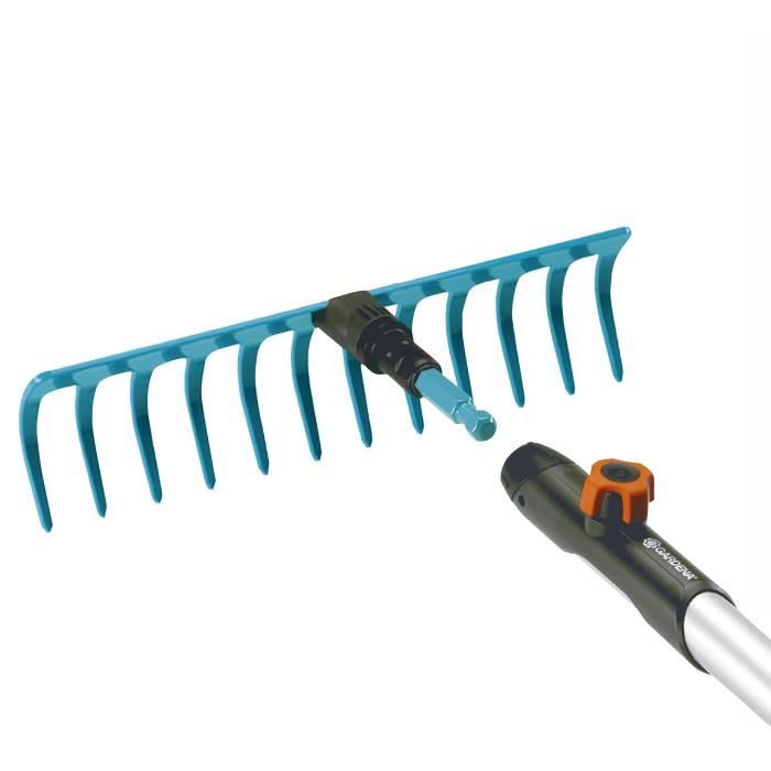 Gardena râteau de jardin 36cm combisystem® - acier robuste - 14 dents – ratissage &amp; nivellement du sol – garantie 25 ans (3178-20)