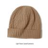Women's Pure Cashmere Cable Knit Beanie - Warm, Windproof with Ear Protection for Autumn/Winter
