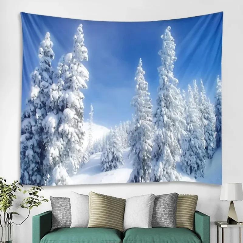 Winter Snowy Forest Pattern Bedroom Curtain Background Cloth Home Decoration Room Living Room Wall Tapestry