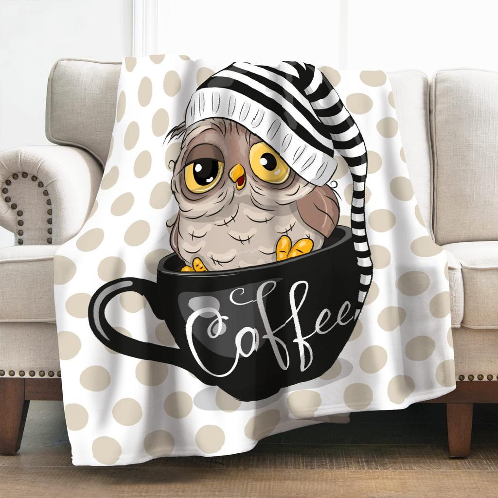 Cartoon Owl Flannel Blanket Cute Blanket Air Conditioning Blanket Nap Blanket Flannel Blanket
