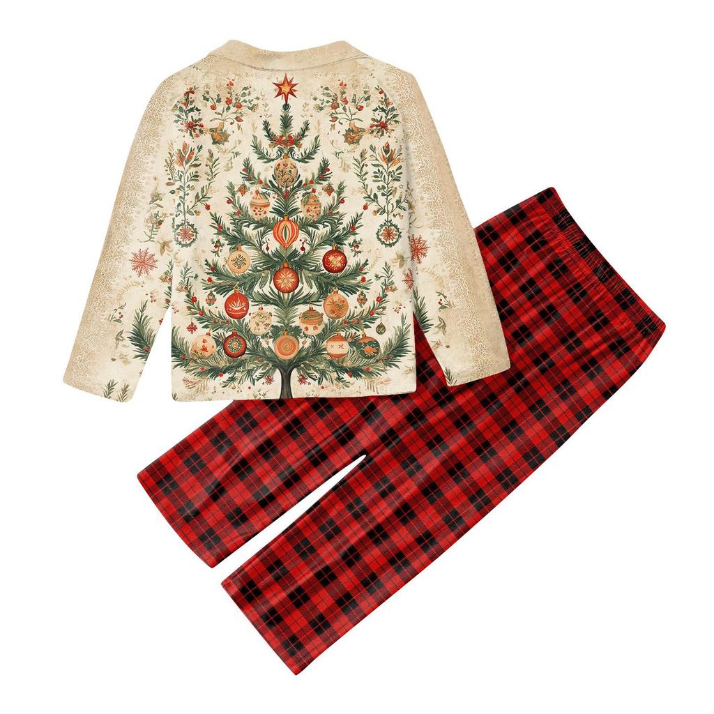 Set di top e pantaloni a maniche lunghe coordinati per la famiglia con stampe natalizie Set coordinati per la famiglia