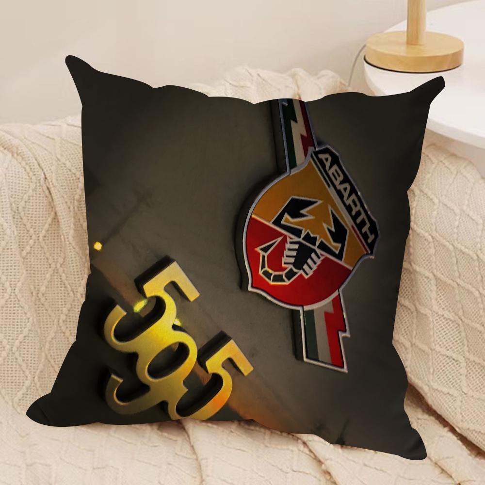 A-Abarth Racing Car Logo Cool Cushion Cover Silky Short Plush Invisible Zipper Dustproof Sofa Pillow Case For Home Decor