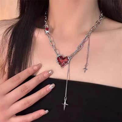 Κολιέ για γυναίκες Κρεμαστό κόσμημα Sweet Cool Girl Punk Heart Chain