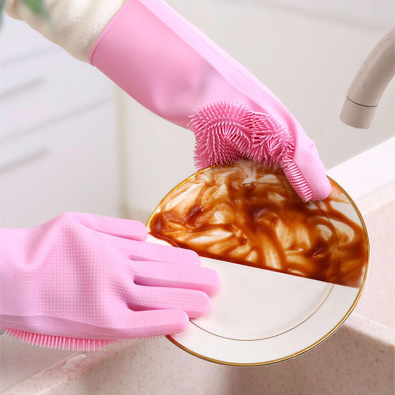 Peroa Anti-Slip Silicone Scrub Rubber Gloves