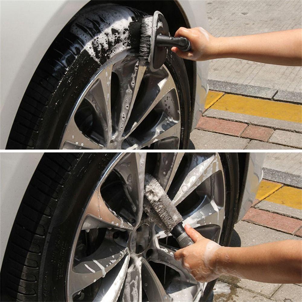 Auto Tire Car Cleaning Brush T-bend Handle Wheel Hub Scrubber New Car Washing