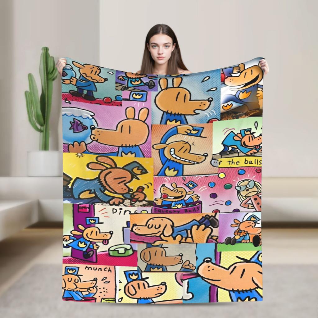 Dog Man Dogman Movie Comic Blankets Cartoon Flannel Awesome Breathable Throw Blankets for Coverlet Summer