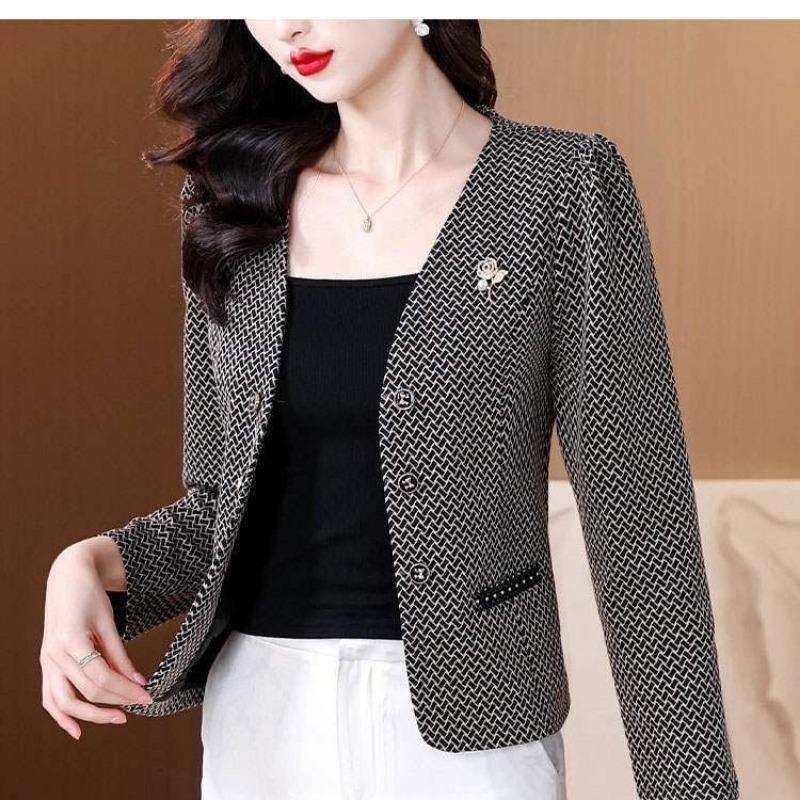 

Button-down Long-sleeved Cardigan Autumn and Winter Korean Style Temperament Short Coat Suit Versatile Top XL