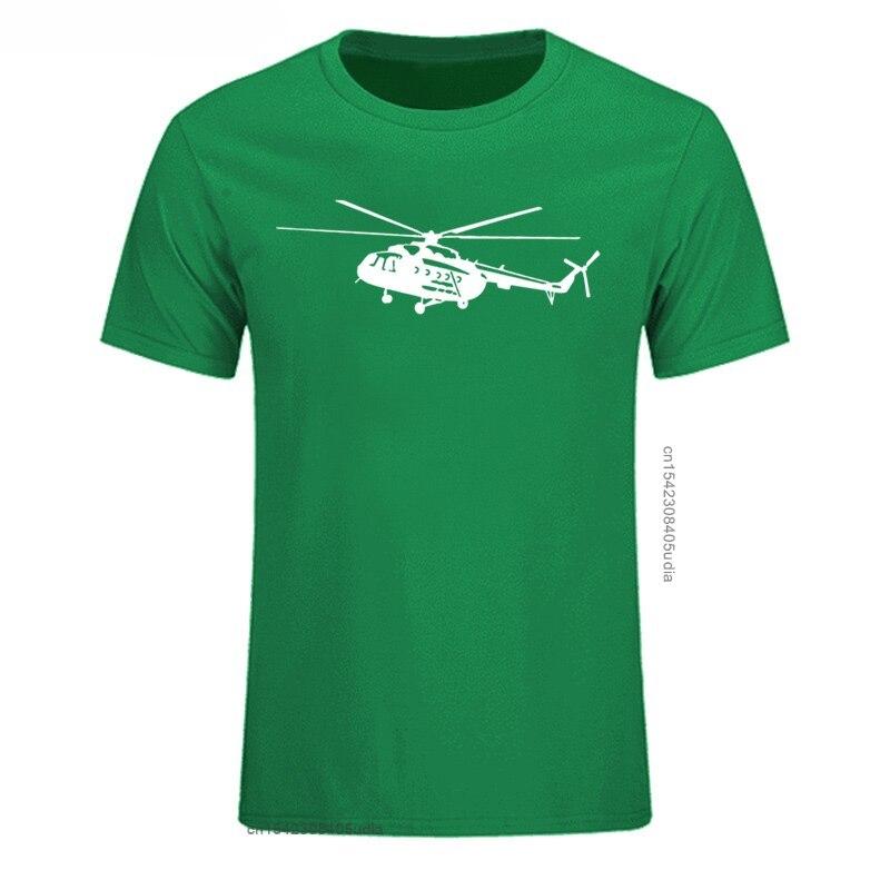 Summer Mens T Shirt Short Sleeve Cotton Print Mi8 Helicopter TShirt Casual Shirt Cool Tees Tops Streetwear Cotton Fabric