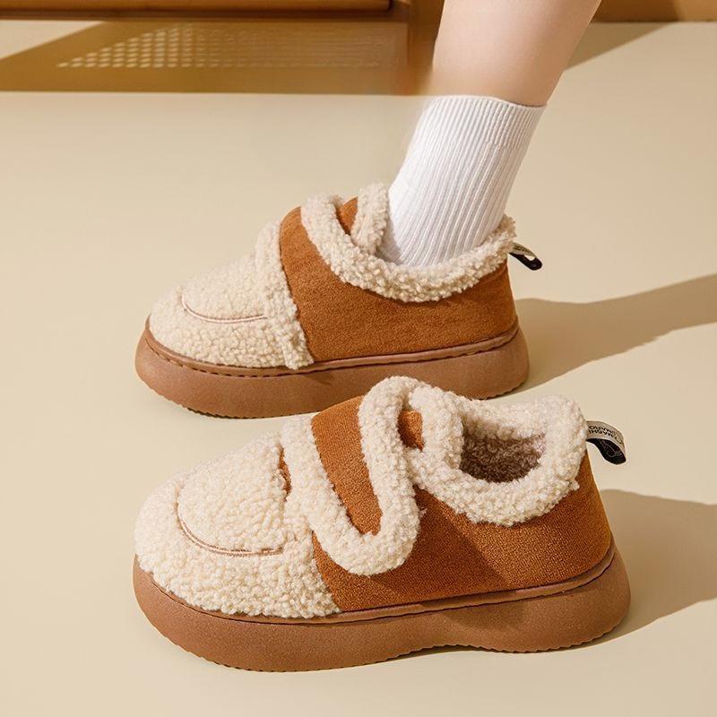New Style of Slippers, Thick-soled, Anti-slip, Warm and Fleece Padded Cotton Shoes for Women
