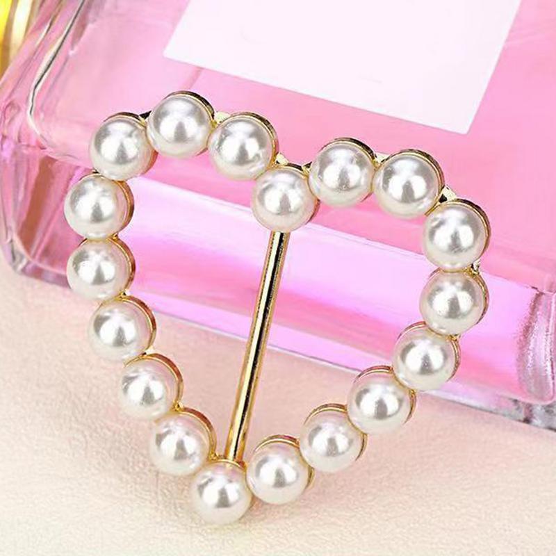 T-Shirt Clips Clothes Corner Knotted Button Fashion Alloy Pearl Rhinestone CircleClip Round Women Fashion Metal Buckle