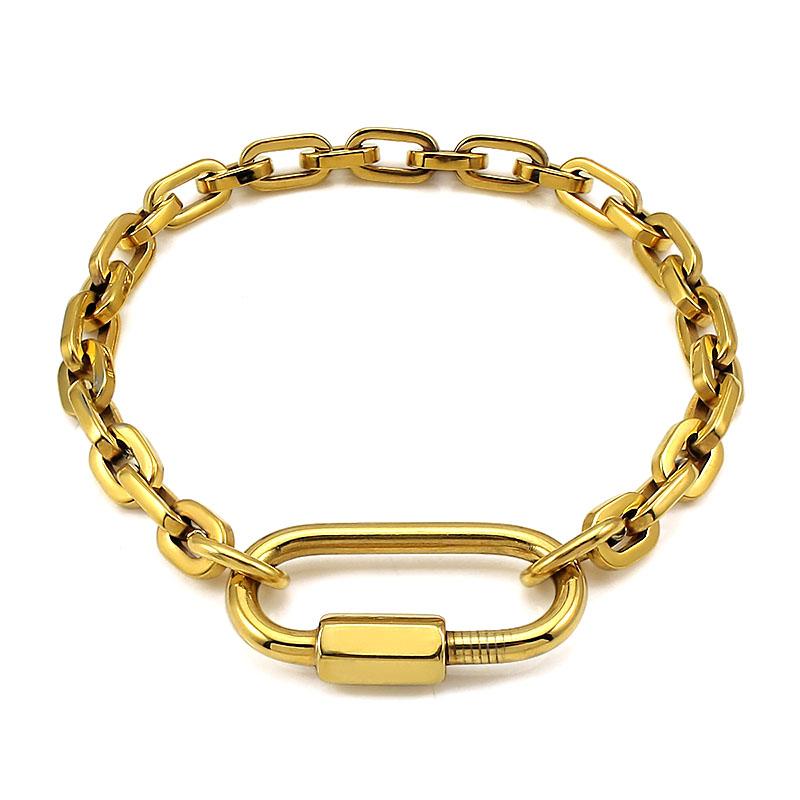 6mm Wide Small Links Lock Charm Bracelet Trendy Round Edge Corner Chain for Women Men Hand Wrist Jewelry