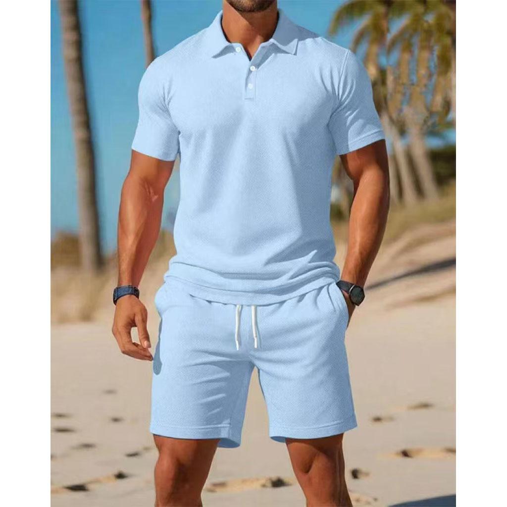 Herren Sommer Lässig Sportlich Vielseitig Slim Kurzarm Modischer Shorts Anzug