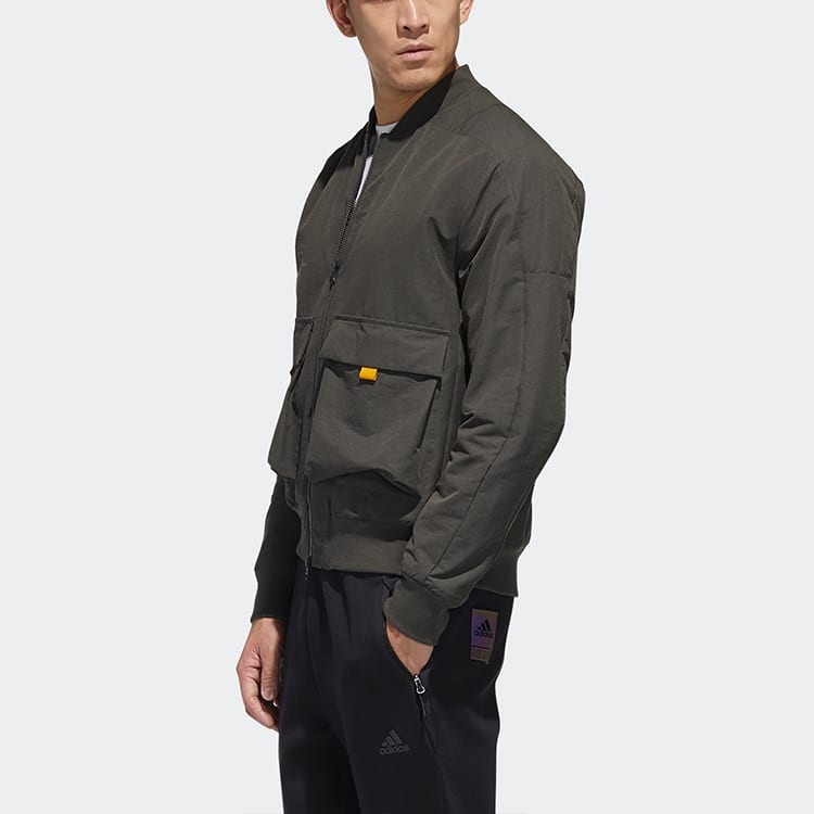 Adidas Jackets Men's Green Baseball Collar Moderate Workwear GM4405
