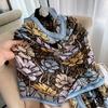Luxury Brand Autumn and Winter Women New Style Fashion Color Matching Print Silk Scarf Lady Popular Headcloth Beach Shawl