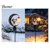 Easy Installation Outdoor Path Lights Snowman Garden Stake Light, Solar Powered Crescent Moon Lamp, Illuminated Pathway Decor for Holidays Warm