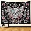 Gothic Dark Skull Tapestry Mushroom Moon Phase Wall Hanging Mysterious Aesthetic Bedroom Living Room Home Decor Wall Art