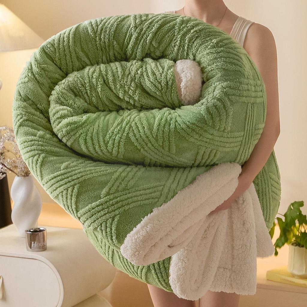 Gemütliche doppellagige Flanell- und Lammwoll-Decke für den Winter - Ideal für Sofa, Nickerchen oder Klimaanlagen-Nutzung