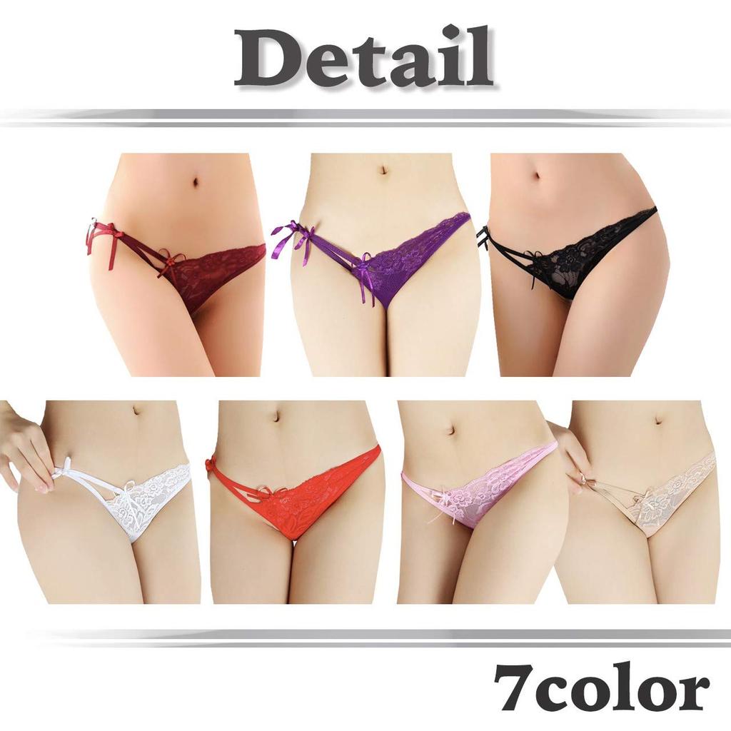 WHITE FANG Lace Sexy Lingerie for TT150 T-Back Panties, Underwear, Women, (04 Red)