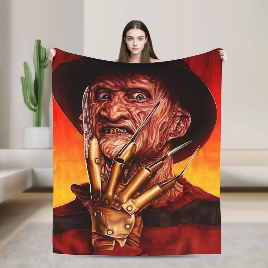freddy krueger  Halloween Blanket  Warm Soft Funny Plush Throw Blanket For Outdoor Travel Flannel Bedspread Bed Cover