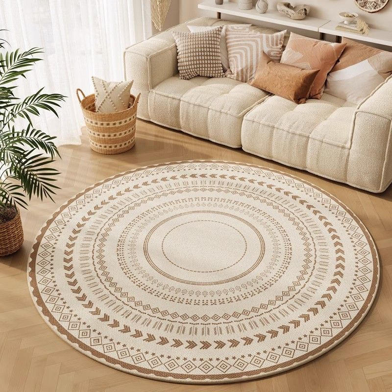Bohemian Living Room Coffee Table Carpet Non-slip Round Rug Cream Style Light Luxury High-end Home Sofa Table Mat Easy Cleaning