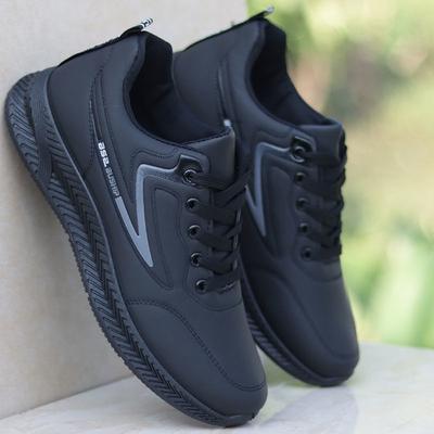 Men's Shoes Autumn New Waterproof Leather Sneakers Breathable Casual Running Shoes Black Work Shoes Men's One