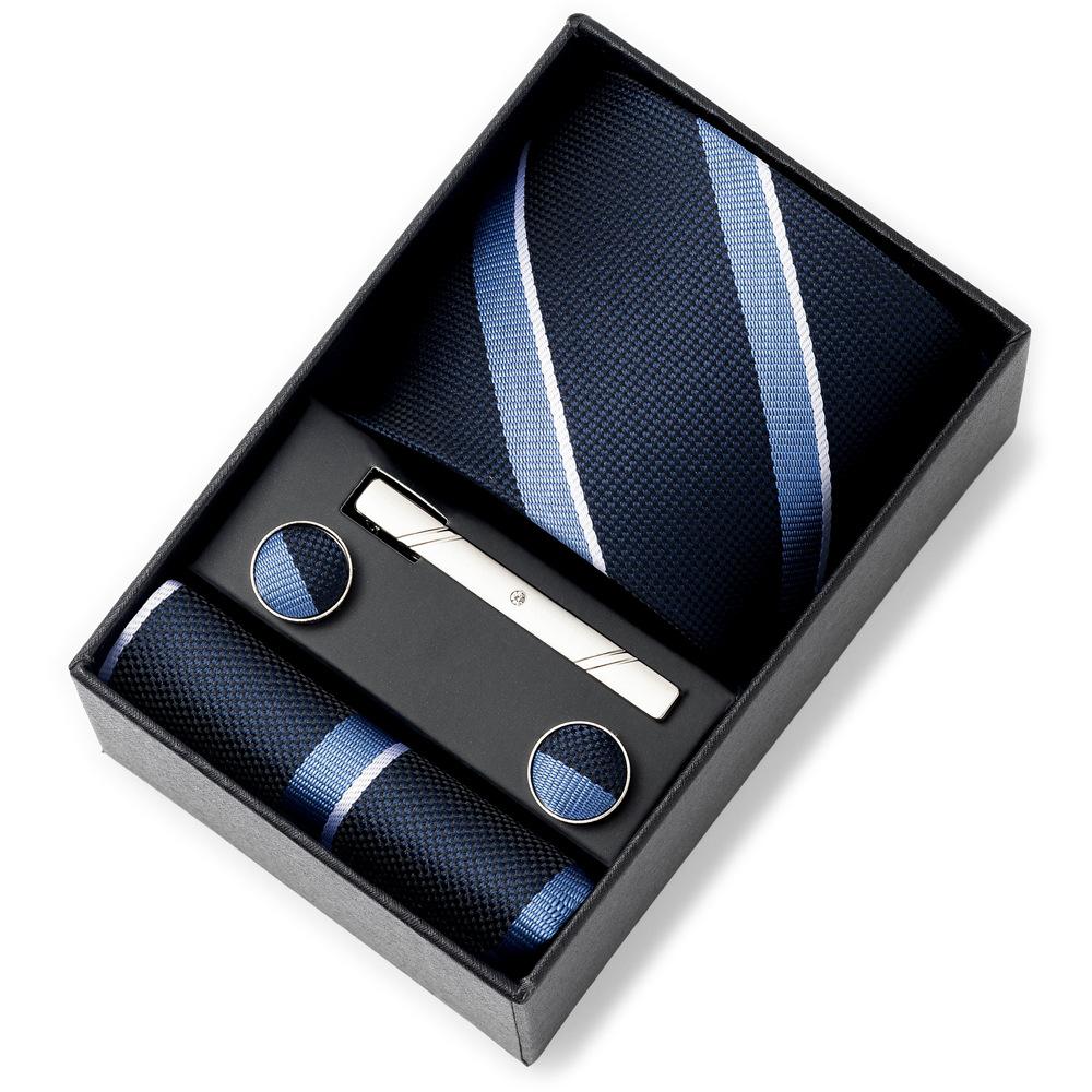 Men'S Tie Net Color Striped Jacquard Yarn Business Professional Tie Set Men'S Gift Box
