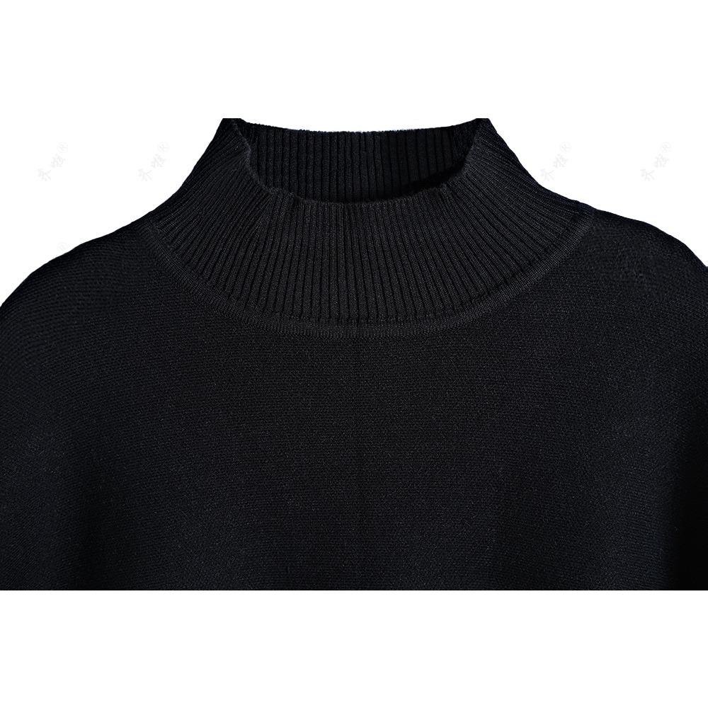 Autumn and Winter Loose Turtleneck Pullover Cape Knitted Sweater Simulation Fur Fur Sleeve Sweater Large Size Bottoming Shirt Jacket Women