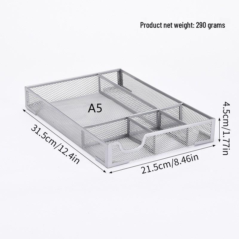 Multi-Compartment Metal Mesh Desktop Organizer Tray