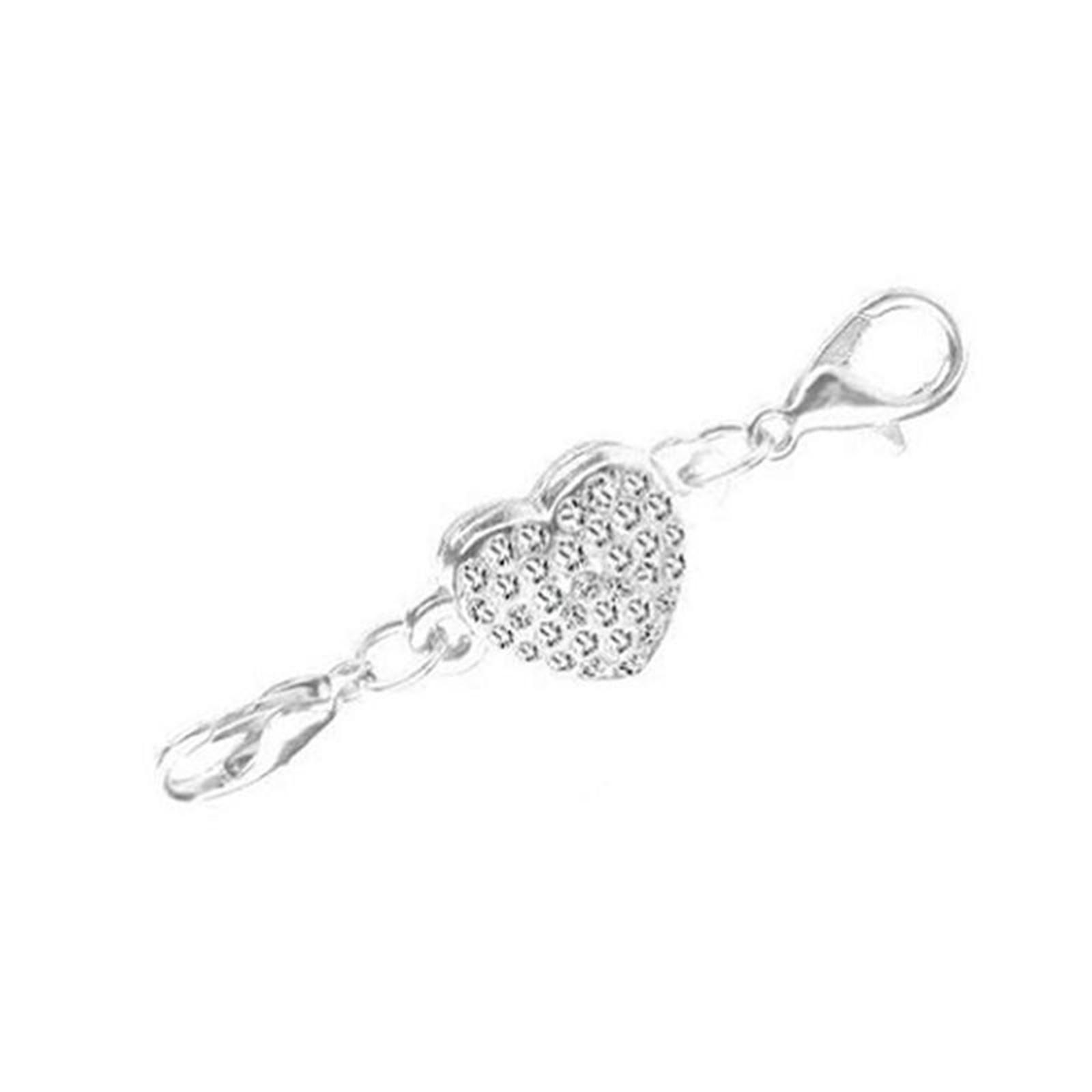 

Heart Necklace Chain Connector Magnetic Connector Clasp Jewelry Making Clasp Rhinestone One Size срібний