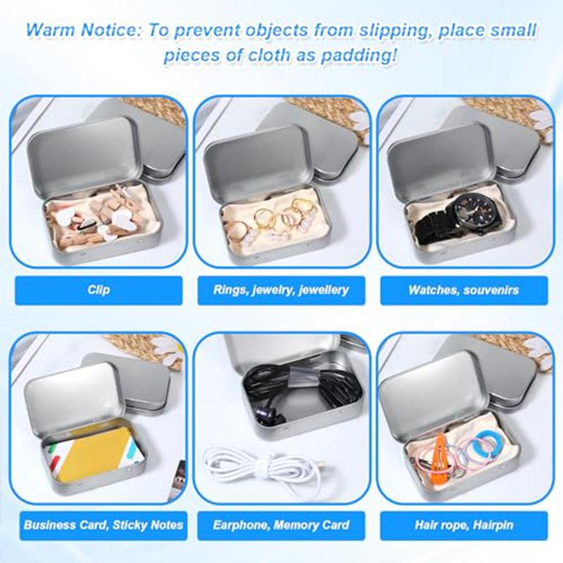 10Pc Silvery Metal Box Rectangular Multifunctional Storage Box Portable Cosmetic Organizer Candy Jewelry Pill Cases Mini Tin Box