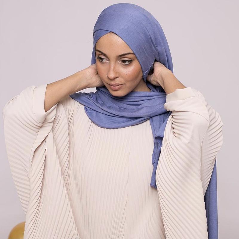 Muslim Cross Jersey Instant Hijab Tie-Back Instant Shawl Scarf Headband Women Custom Solid Color Headwrap
