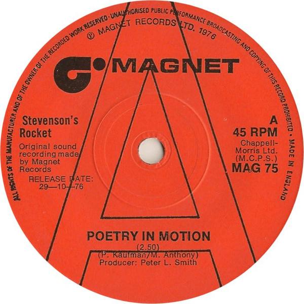 

7inch Record STEVENSON S ROCKET - Poetry In Motion MAG75PROMO Magnet 1976 UK Pop Used