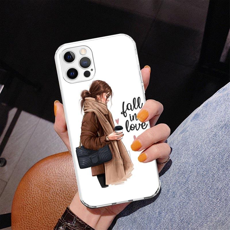 Girl Boss Female Coffee Phnoe Case for Iphone 17 Air 16 11 12 13 Mini 14 Plus 15 Pro Max 7 8E SE 2020 16ProMax Phone Cover Coque