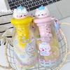 Water bottle kitten water cup plastic cup student portable straw cup summer high value large capacity girl cute straw cup