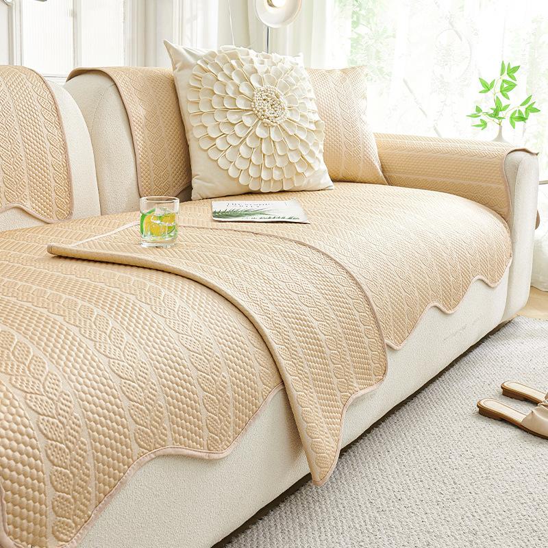 

Summer Ice Silk Special-Shaped Cool Bean Sofa Cushion Grade Wheat Ear Printing Sofa Mat New Cool Seat Cushion Cover 70*70cm