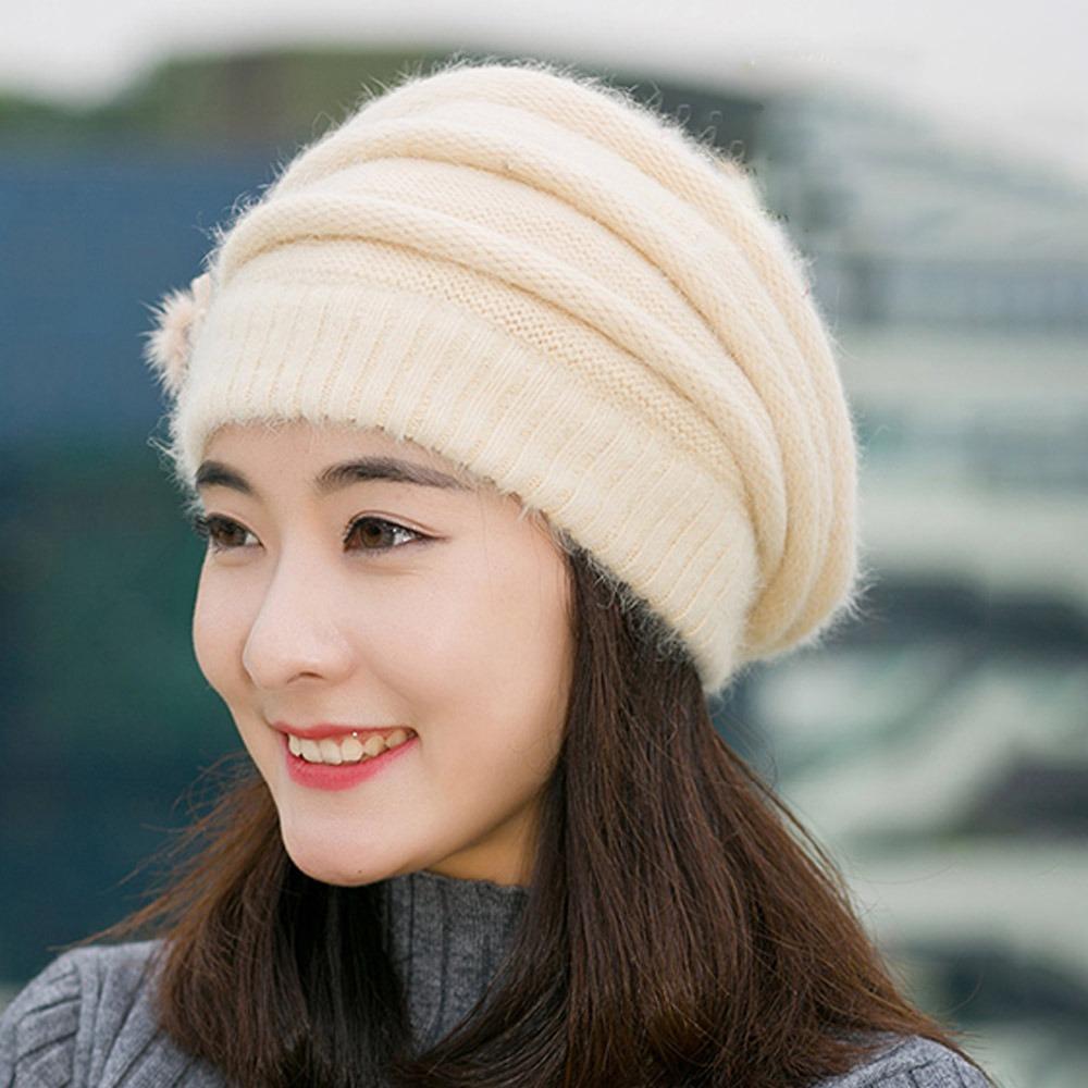 

В язана вовняна шапка-біні для мами Теплі жіночі берети Зберігають тепло Жіноча шапка Осінь Зима бежевий