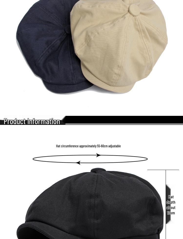 Unisex Adjustable Baseball Cap: Classic Eight-Panel British Newsboy Style