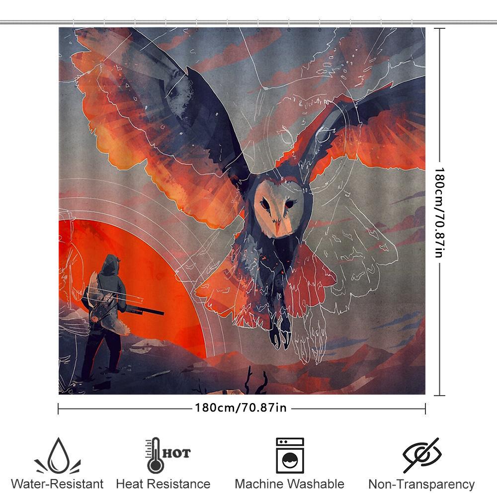 Eulen Duschvorhang Natur Wald Vögel Tierwelt Wandteppich Heimdekoration Badezimmer Set Vintage Künstlerisches Wandbehang Raumteiler