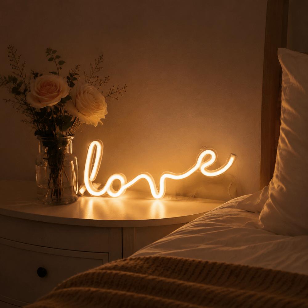 Love LED Light English Letter Shape LED Neon Sign Stylish Decorative Light  Dorm Decor