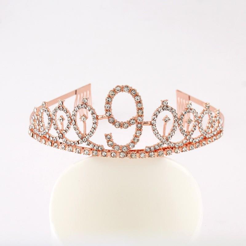 First Birthday Number Crown Water Diamond Headband  Ball Hair Accessory Anti Slip Cake  Decoration Alloy Hair Band
