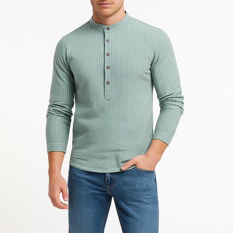 New Spring Men's Fashion Printed Long Sleeve Shirt Casual Versatile Daily Wear Top