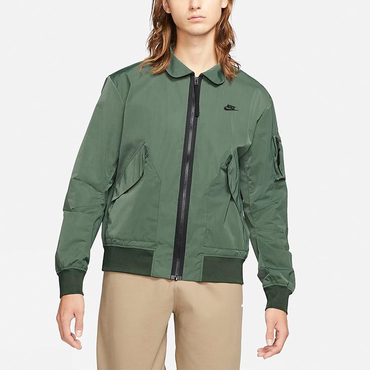 Nike Sportswear Woven Collar Solid Color Sports Jacket Men Jackets Galaxy-Green CZ9895-337